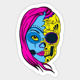 Sugar skull with girl Sticker